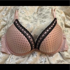 34C pink and black polka dot Aerie bra